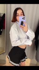 Russian chick tries various outfit and fucks with BF in Changing Room