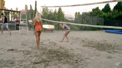 Volleyball babes Angel Emily and Mary Kalisy fuck handsome referee