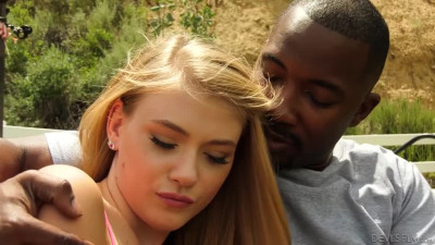 Jealous stepdaughter Hannah Hays is fucked by black stepdad outdoors