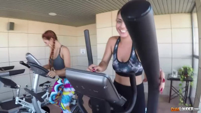 Susy Gala and Aysha get dicked in threeway after GYM workout