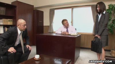 Desperate office girl Arisa Suzuki seduces bosses to keep her job