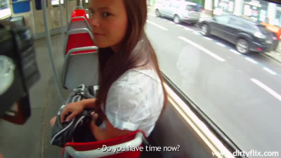 Reality POV fuck by the bus stop with tight Euro teen