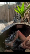 Thin teenage girl opens her legs in jacuzzi and fucks with BF outdoor