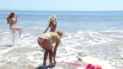 Slutty college chicks fuck a lifeguard and film it on camera on spring break