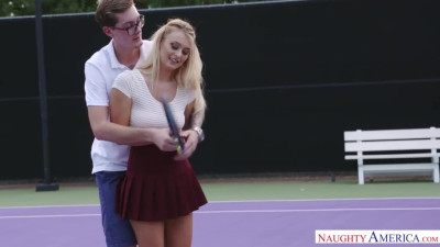 A guy teaches Natalia Starr how to play tennis and fucks her on a court