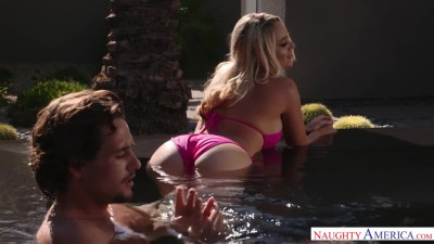 Smoking hot Alexis Monroe rides a married guy in a pool like crazy