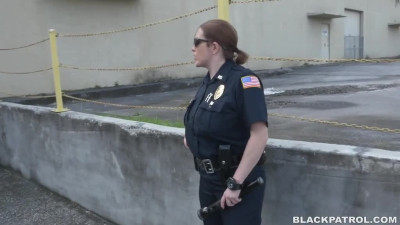 Big ass police chicks fuck black fella in a warehouse and let him go