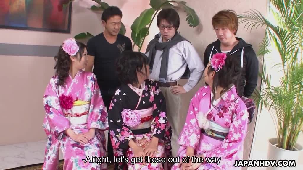 Three Jap babe in kimonos Hina, Uta Kohaku and Sanae Momoi suck dicks and swallow Porn Videos | ePornFap.