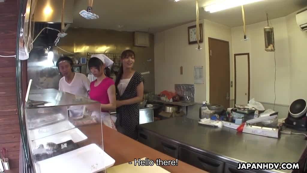 3some in yakitori food truck with Akubi Yumemi and Hitomi Kanou Porn Videos | ePornFap.