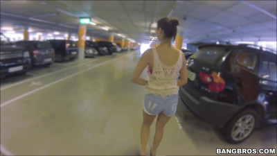 Naughty Sharon Lee fucks in a parking building in public