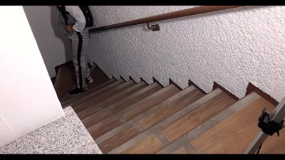 Sudden sex on the stairs with hot Latina cocksucker