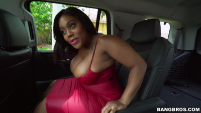 Ebony hoe with monster curves Ms Yummy gets tossed up in back seat