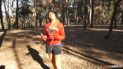 Sexy kickboxing workout of Bulgarian babe Ginger Hell in the woods