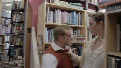 Horny bookworm Paige Turnah seduces her coworker in book store