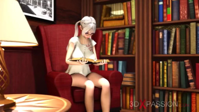 Most lustful dreams of a 3D nerdy babe turn into reality with a busty futa whore