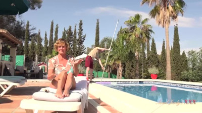 50+ Cougar Houseiwife Makes Young Poolguy Cum Inside!