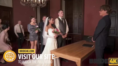 Cheating Bride fucks the groomsman at the wedding right in front of guests while cuckold groom is watching