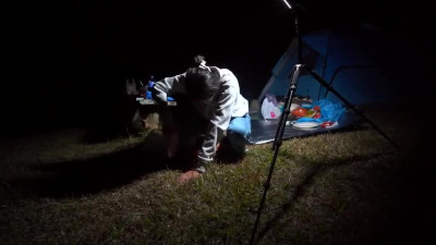 Risky camping fuck with slim Asian teen