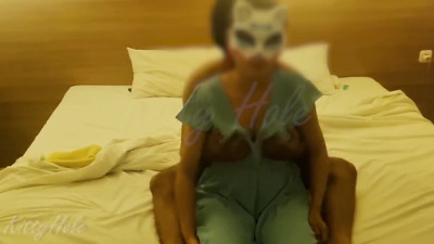 Sensual perversions in a hotel room with a playful Japanese chick in a mask.