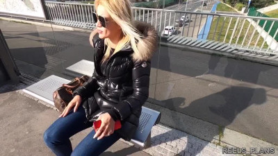 French Blonde Picked Up and Double Penetrated in Public