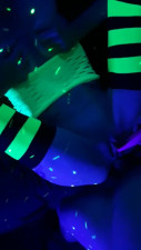 Neon light anal and pussy squirting