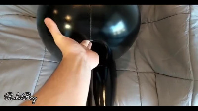 Big ass in latex pants urgently needs big load of cumshots on it