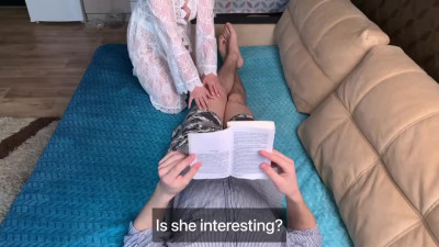 Russian slut makes me fuck her pussy instead of reading a book POV