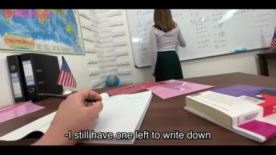 Hapless students uses his cock on a young teacher to pass an exam.