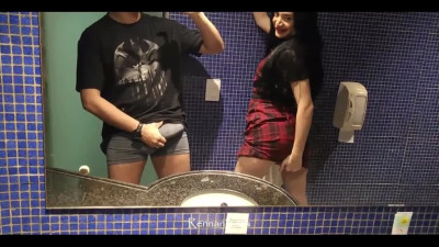 Couple has rough anal in the public restroom - Real Amateur