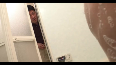 Shy Japanese girl takes shower and fucks with voyeurist Father-in-Law