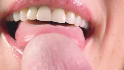 Close-up Tongue Play and Sensual Blowjob caught in POV